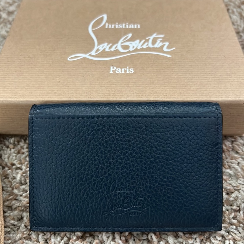 Christian Louboutin - Men's M Sifnos Leather Spike Bifold Card Holder - Navy - Picture 3 of 8